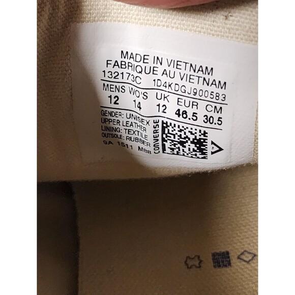 Chuck Taylor All Star Leather Ox 'White' Size M 12 W 14 Low Top Converse - Picture 8 of 8